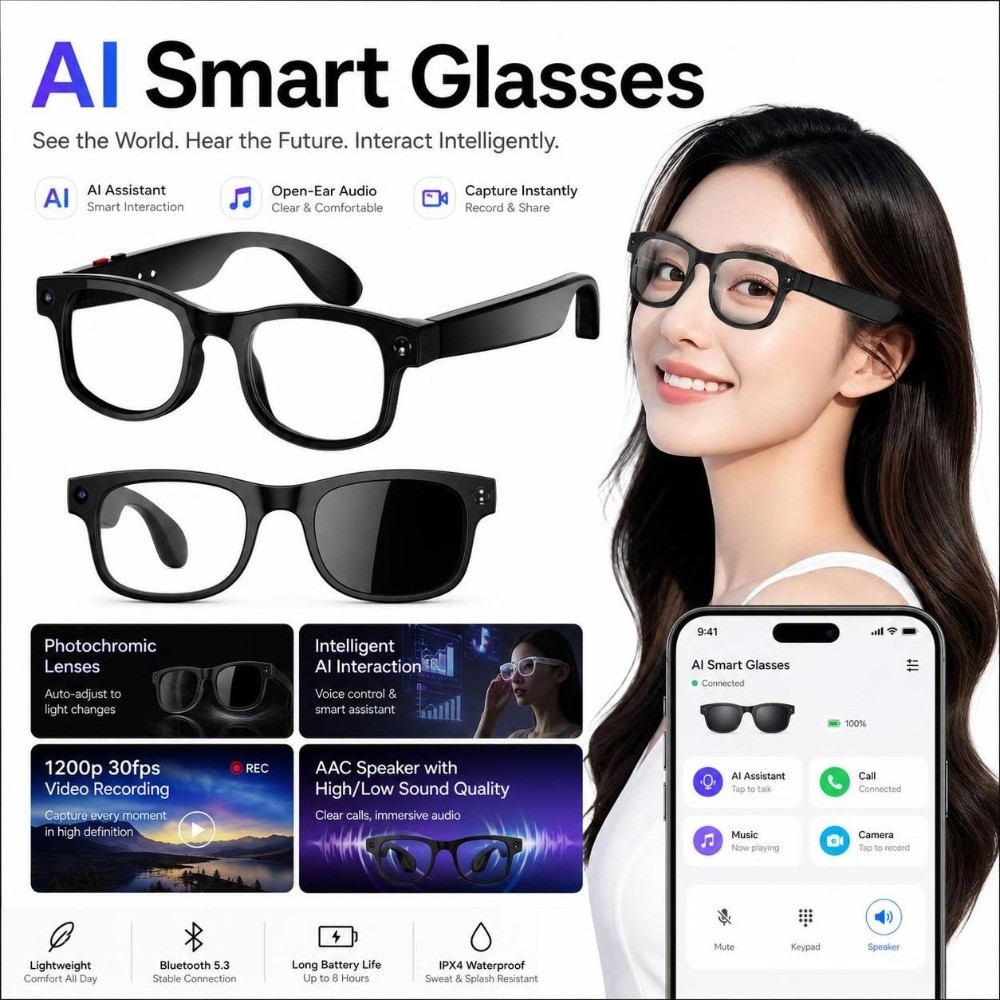 Blue Light Glasses - 2 in 1 AI Smart Glasses