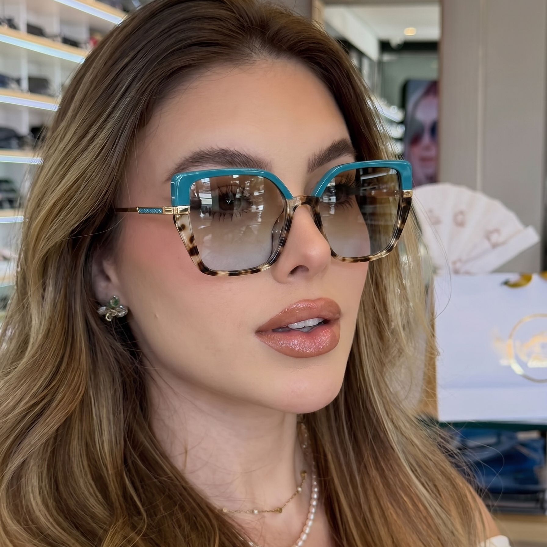 Blue Light Glasses - Color block color contrast cat's eye